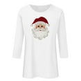 thumbnail image 3 of Pounoo Christmas Tree Christmas Sweatshirt for Women Xmas Holiday Cute Print Crewneck 3/4 Raglan Sleeve Pullover Top Fall Clothes Gift, 3 of 4