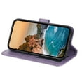 thumbnail image 4 of For Google Pixel 9 Pro 6.3" Seven Petal Flower Embossed Strong Magnetic Attachment/Closure, Card Slots/Pocket, PU Leather Flip Wallet Case With Hanging Rope,Purple,For Google Pixel 9 Pro, 4 of 8