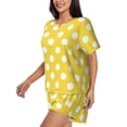 thumbnail image 2 of Fotbe Yellow And White Polka Dot Print Pajama Set for Women 2 Piece Loungewear Short Sleeve Tops and Shorts Set Soft Sleepwear-3X-Large, 2 of 7