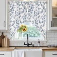 thumbnail image 3 of Swag Valance Curtains for Windows, Blue Leaves Light Filtering Kitchen Curtains with Rod Pocket, Summer Botanical Elegant Pastoral Decorative Window Treatment Valances for Living Room, 36x45 - 2 PCS, 3 of 9