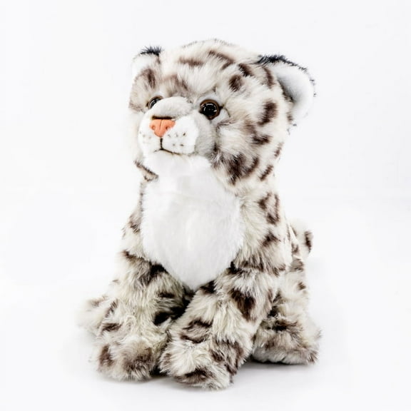 PuffPurrs Lifelike Snow Leopard Plush Toy, Realistic White Leopard Teddy Stuffed Animal, Cute Pillow Toy Gift, 8.6 Inch