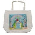 thumbnail image 1 of Colorful Shopping Bag, Rainbow Toned Castle in the Ocean with Mermaid and Fishes Colorful Composition, Eco-Friendly Reusable Bag for Groceries Beach and More, 15.5" X 14.5", Cream, by Ambesonne, 1 of 2