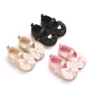 Miluxas Infant Baby Girls Soft Sole Bowknot Princess Wedding Dress Flats Prewalker Newborn Light Baby Sneaker Shoes Pink 1 Years