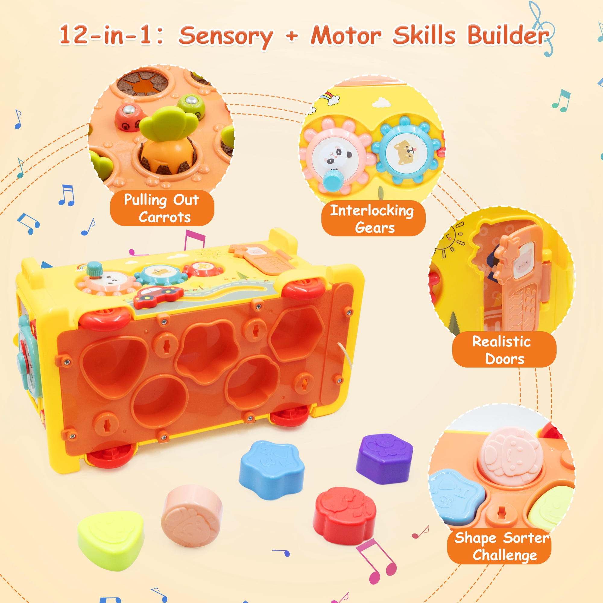 SaveJoy Toddler Busy Bus Learning Toy Montessori Baby Sensory Toys,Educational Gifts for Kids Boys & Girls