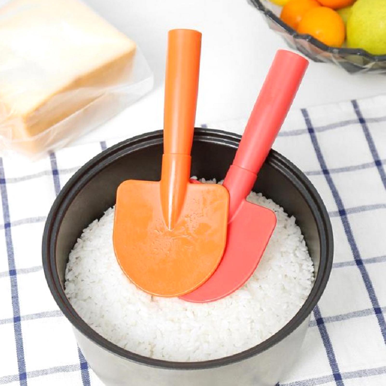 Farfi Rice Shovel Multifunctional Non-Stick Long Handle Plastic Spoon with  Bump Design Tableware Food Grade Standing Rice Spoon Cooker Spatula Kitchen