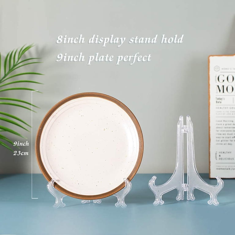 8-Pack Clear Plastic Display Easels - 6 Inch Stands For Plates, Photos, Books, Certificates