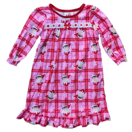 Flannel Plaid Gown - Infant & Toddler Girls Pink Plaid Flannel Elf on Shelf Nightgown Holiday Gown