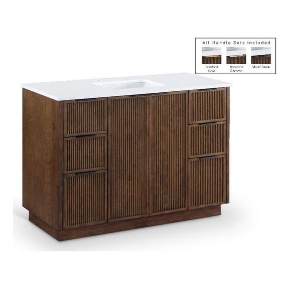 Meridian Furniture Willard 48" Brown Engineered Stone Bathroom Vanity