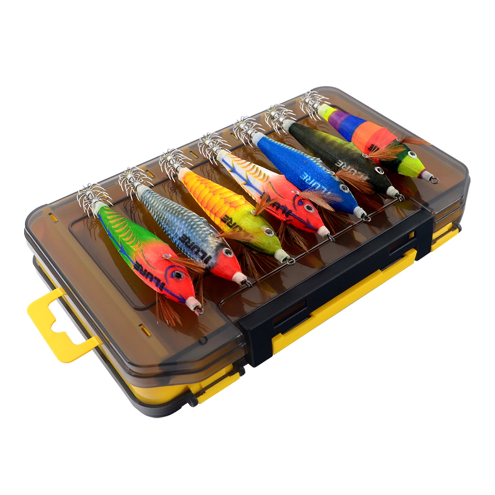Colorful Fishing Lure Luminous Imitation Shrimp Hard Bait Prawn Lure with Squid Jigs Connector Rings Fishing Tackle Accessories, Size: Lure with Box