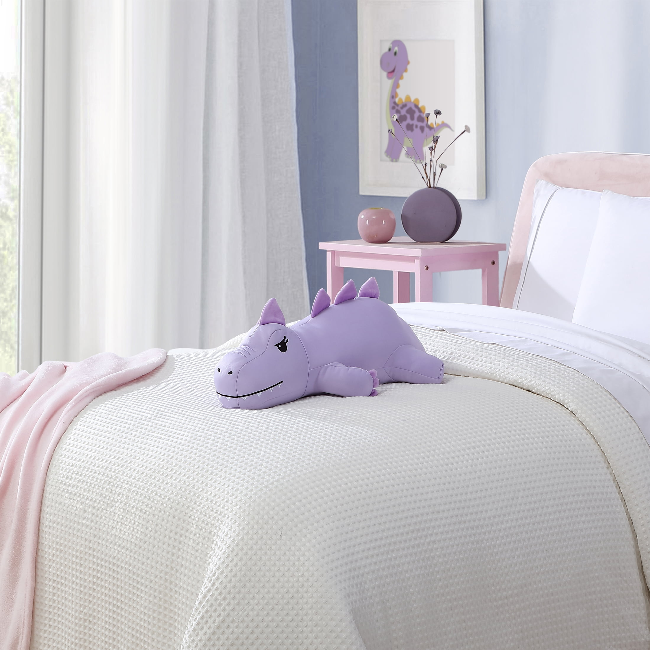 Your Zone Kids 23" x 7" Purple Dino Cooling Plush Pillow