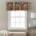 thumbnail image 3 of Retro Star Valance Curtain Abstract Metal Stars Gradient Circle Wood Grain Window Valances Rod Pocket Short Curtains Window Treatments for Kitchen Bedroom Bathroom Laundry 60" x 18", 3 of 9