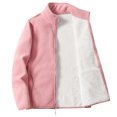 thumbnail image 4 of WCMZJ Women's Zip up Fleece Jacket Long Sleeve Warm Soft Polar Lightweight Coat with Pockets for Winter Stand Collar Casual Oversized Outerwear Pink S, 4 of 4