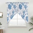 thumbnail image 5 of Coastal Coral Kitchen Window Curtains, Swag Curtains Valance for Bedroom Living Room Bathroom, Blue Grey Ocean Marine Plant Summer Fish Rod Pocket Window Curtain Block Drapes 2 Panels 36"x63", 5 of 9