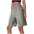 thumbnail image 1 of zbxnLI Womens Casual Shorts High Waist Drawstring Running Sweat Shorts Solid Color Lounge Shorts with Pockets, 1 of 7