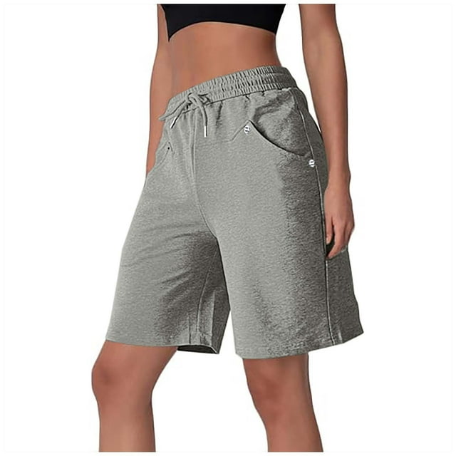zbxnLI Womens Casual Shorts High Waist Drawstring Running Sweat Shorts Solid Color Lounge Shorts with Pockets
