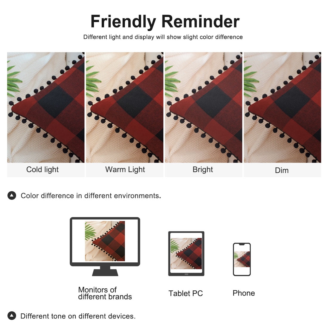 Unique Bargains 2-Pack Retro Pom Decorative Throw Pillow Covers 18" x 18" Red and Black
