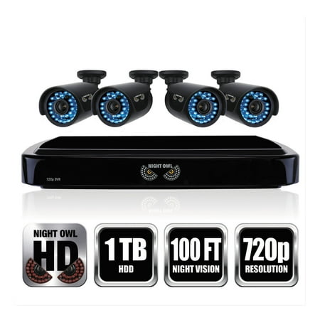 Night Owl Four-Channel Smart HD Video Security System with Four 720p HD Cameras