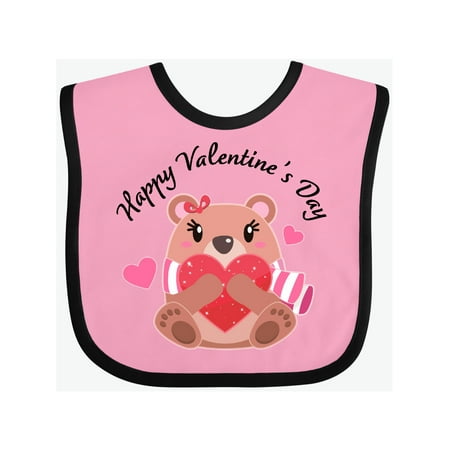 

Inktastic Happy Valentine s Day- cute bear Gift Baby Boy or Baby Girl Bib