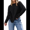 thumbnail image 2 of Suéteres de Cuello Redondo de Punto Extragrandes para Mujer Negro XL, 2 of 8
