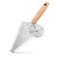 thumbnail image 3 of Stainless Steel Pizza Slicer Wooden Handle Dough Server Wheel Cooking Kitchen Slicing Chef Cake Cooikes Handheld Tools, 3 of 8