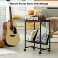 thumbnail image 3 of BTY Record Player Stand, 2-Tier Turntable Table with Vinyl Record Storage Shelf, Multi-Functional End Table/Nightstand with Metal Frame & Removable Wheels, Black, 3 of 9