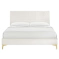 thumbnail image 4 of Platform Bed Frame, Tufted, White, Velvet, Mid Century Bedroom, Modern Contemporary Boutique HB35555, 4 of 8