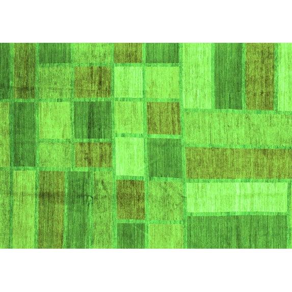 Ahgly Company Indoor Rectangle Patchwork Green Transitional Area Rugs, 2' x 4'