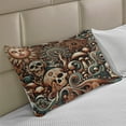 thumbnail image 2 of Ambesonne Boho Esoteric Knitted Quilt Pillowcover, Hidden Woodland Skull, 30"x20", Cream Paprika Cadet Blue, 2 of 2