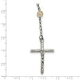 thumbnail image 2 of Primal Steel Stainless Steel Polished with Agate Beads 31-inch Rosary Necklace, 2 of 6