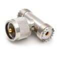 thumbnail image 1 of 1-Pack PL-259 UHF Triple Tee Connector UHF Male PL259 to Dual UHF Female SO239 Adapter RF Coaxial Connector UHF T Shape, 1 of 4