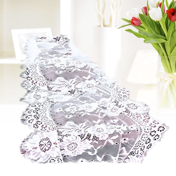 WEAVILUX White Eyelash Lace Tablecloth for Kitchen - Stylish 60 x 120 Inch Table Cover for Decoration and
