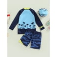 thumbnail image 5 of Genuiskids Toddler Kids Boy Swimsuit Boy Bathing Suit Baby Rashguard Trunk and Hat 3PCS Beachwear Sets, 5 of 9