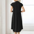 thumbnail image 5 of New Style Cardigan Stand Collar Single Breasted Cotton Linen Pocket Large Size Dress Petticoat for Women Black XXL, 5 of 6