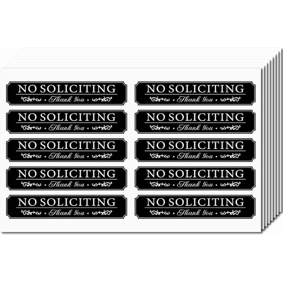 8 Sheets No Soliciting Self Adhesive Stickers Remarkable Warning Stickers Waterproof Oblong Labels Decor Decals Removable Sign Decal