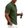 thumbnail image 7 of Hearthz S-5XL Polo Shirts for Men Waffle Textured Men's Shirts Short Sleeve Big and Tall Solid Color Mens Golf Polo Shirts with Chest Pocket Green 4XL, 7 of 7