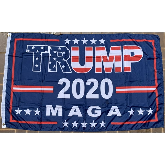 Trump 2020 M A G A Blue Stars And Stripes 3'X5' Flag Rough Tex 100D