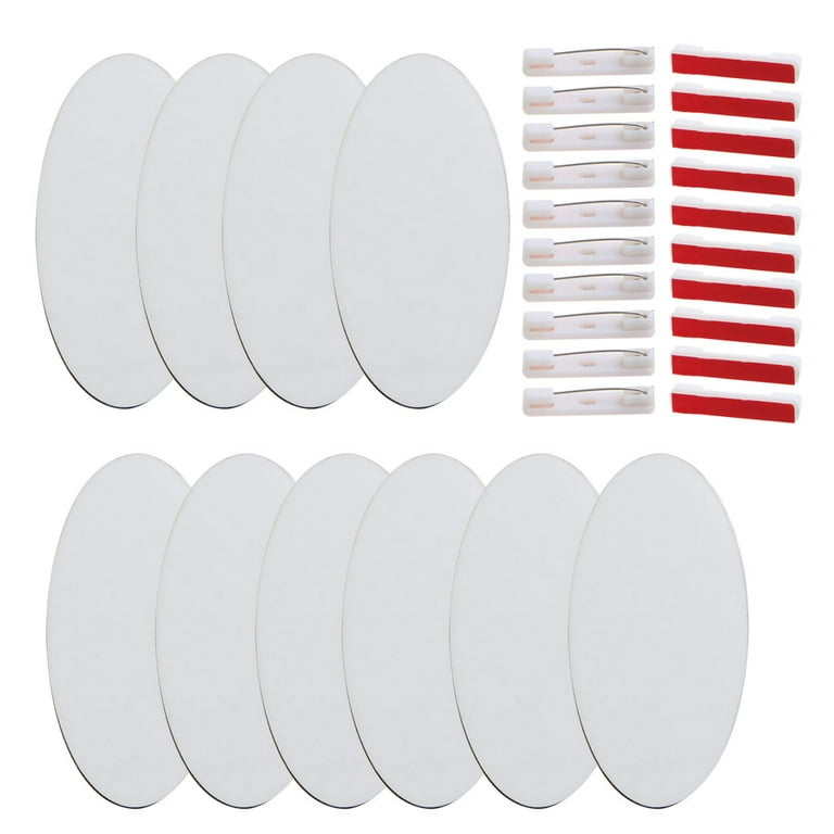 10 Pieces Sublimation Blank Name Tag Sublimation White Badges Pin