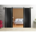 thumbnail image 3 of Sturdy Double Barn Door 48 x 96 inches with | Planum 0410 Matte Black with Frosted Glass | 13FT Rail Hangers Heavy Set | Solid Panel Interior Doors, 3 of 6