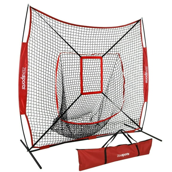 ZENSTYLE 7'×7'Baseball Softball Practice Net Pratice Hitting Pitching Fielding with Strike Zone Target and Carrying Bag