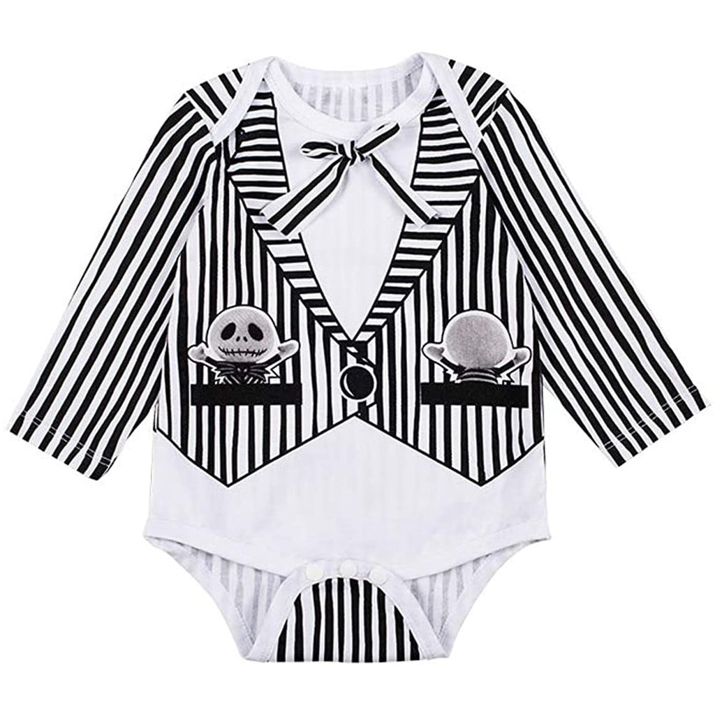 Newborn Infant Baby Boys Cartoon Romper Pants Hat Halloween Skull Outfits Set