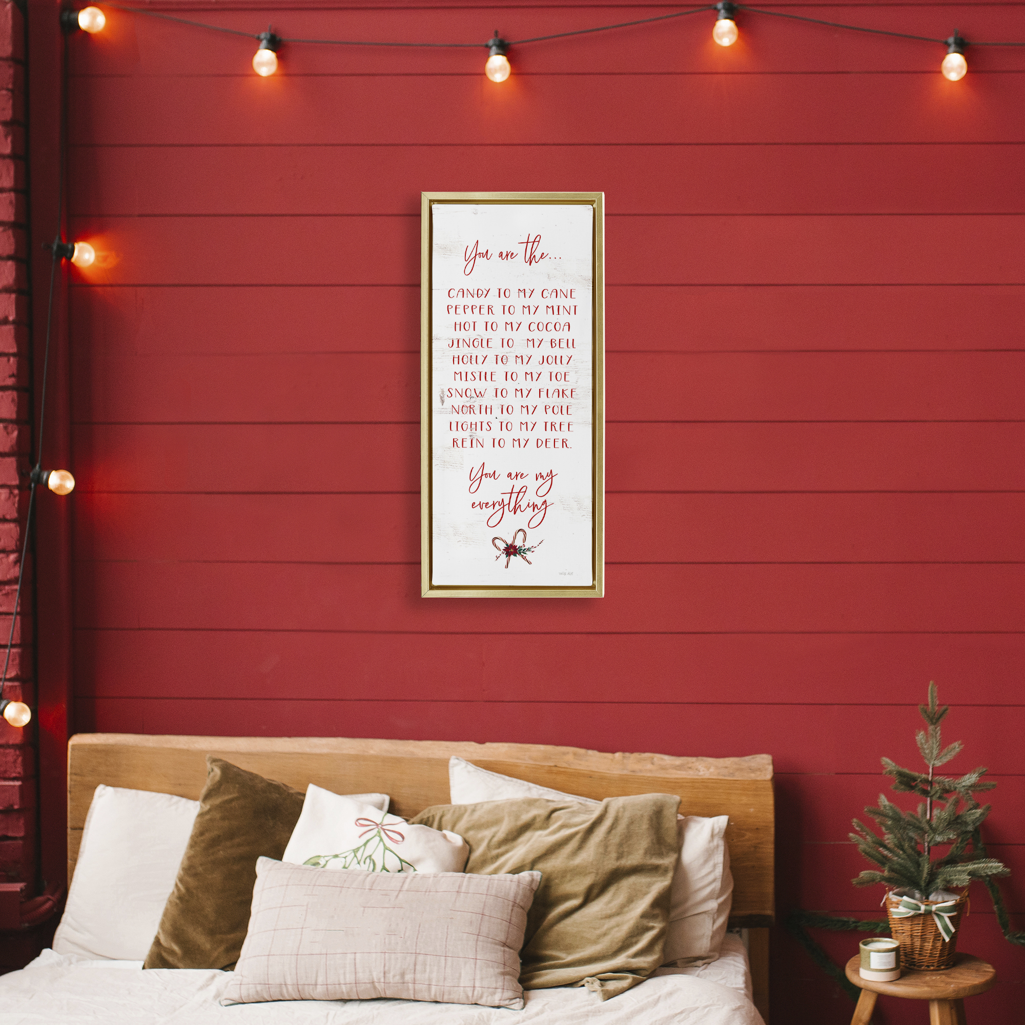 My Everything Holiday Romance Gold Framed Floater Canvas Wall Art, design by Cindy Jacobs