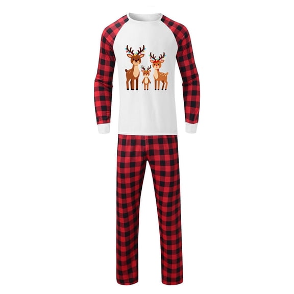 jobturf Matching Christmas Pajamas for Family 2 Piece Outfits Cute Pj Sets Xmas Fashion Long Sleeve Shirts and Plaid Pants Festival Outfits Size M