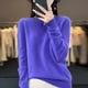 thumbnail image 2 of Suéter de punto de lana merino 100 % pura para mujer, jersey de cuello redondo a la moda para otoño e invierno, jersey sin costuras, ropa cálida de cachemira, 2 of 5