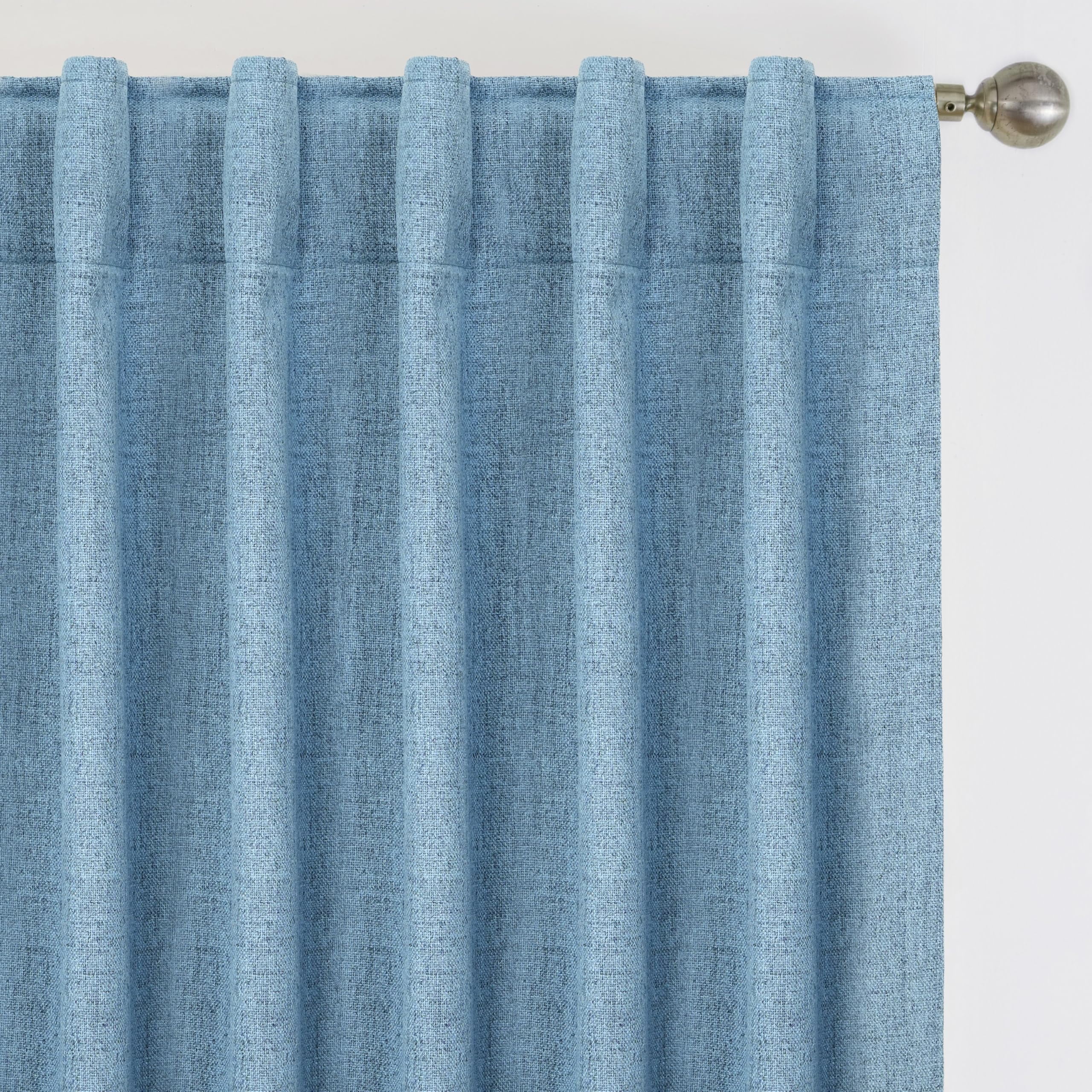 DriftAway 100% Blackout Linen Curtains for Bedroom 84 Inches Long Farmhouse Thermal Insulated 3 Inch Rod Pocket Back Tab Full Light Blocking 2 Panels for Living Room Nursery