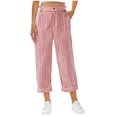 thumbnail image 3 of GigrtiJin Striped Capris Pants for Womens High Waisted Loose Cropped Pants Straight Leg Casual Beach Vacation Capris Pants with Pockets, 3 of 5