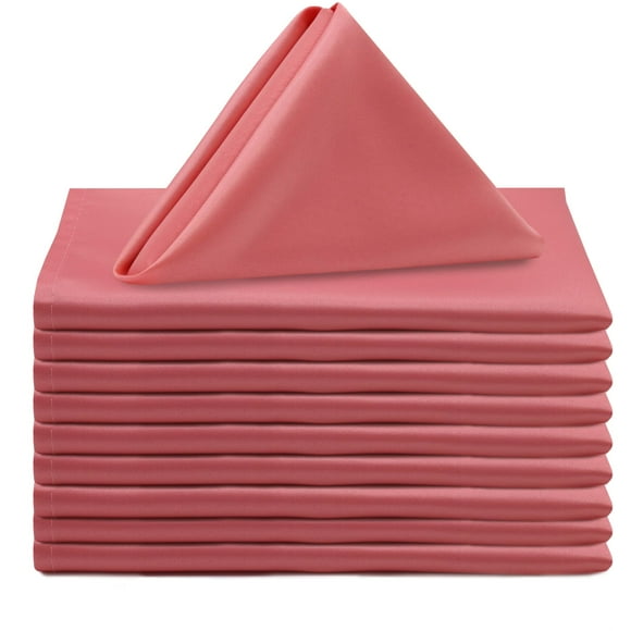 Your Chair Covers - 10 Pack 20 Inch L'Amour Satin Napkins Coral, Oversized, Double Folded and Hemmed Table Napkins for Restaurant, Bistro, Wedding, Thanksgiving and Christmas