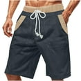 thumbnail image 2 of TKYCMSUAKI Mens Big and Tall Beach Shorts Elastic Waisted Drawstring Color Block Workout Short Summer Comfy Lightweight Shorts with Pockets, 2 of 8