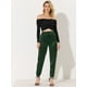 thumbnail image 2 of Pantalones cargo de satén sedoso Allegra K tiro alto elástico con cordón mujer Verde oscuro S, 2 of 6