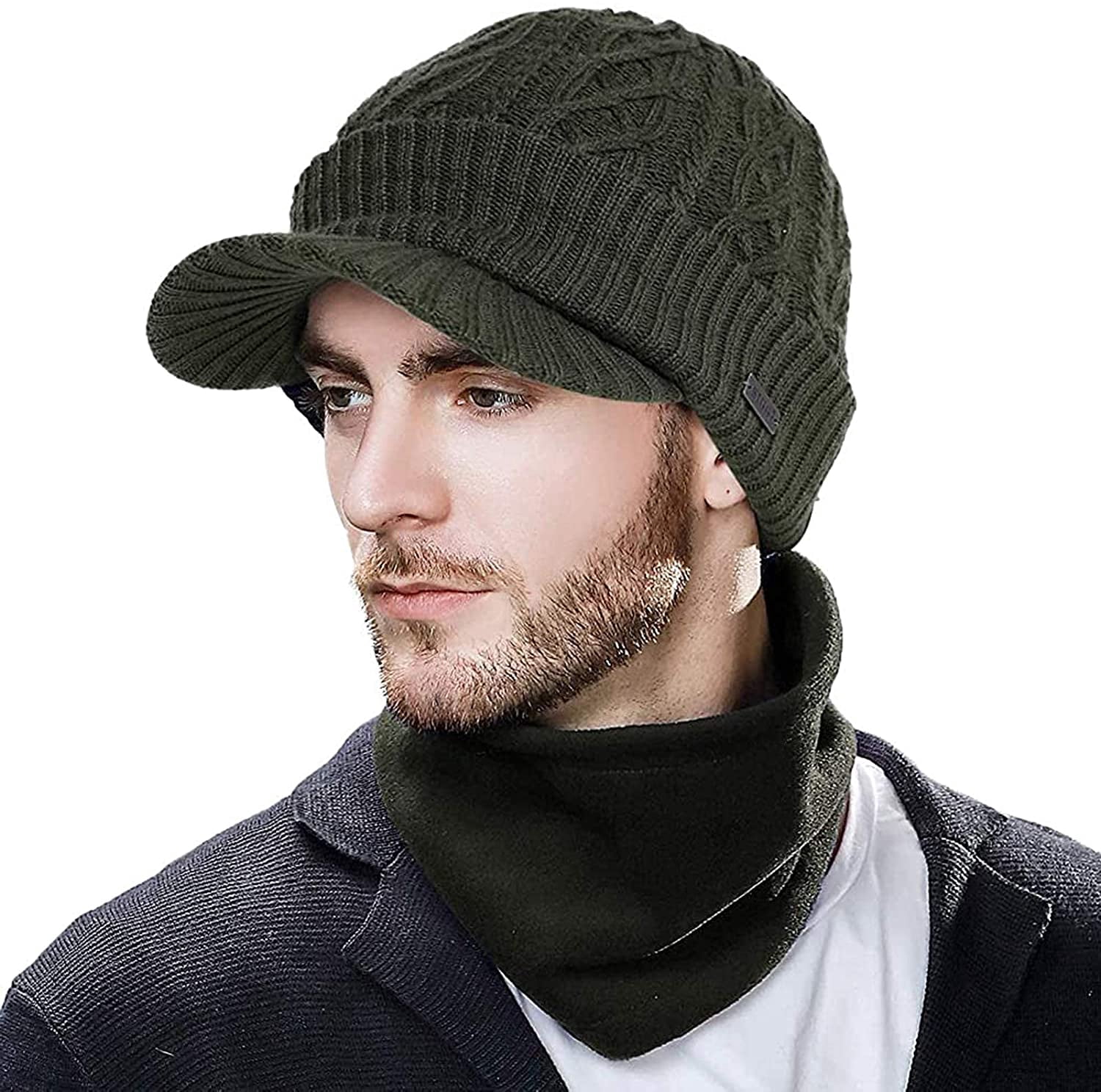 Wool Knit Hat \u0026 Scarf Set for Men 