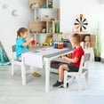 thumbnail image 3 of Arlopu Kids Drawing Table and 2 Chairs Set, Toddler Activity Table with 4 Storage Bins, Storage Shelves and Paper Roll, 3 of 7